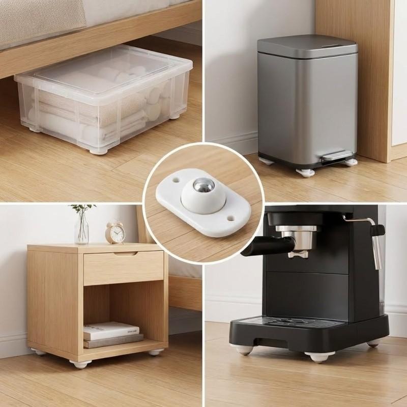 Kitchen Appliances White - 8 Peças Rodízios Autoadesivos para Eletrodomésticos,