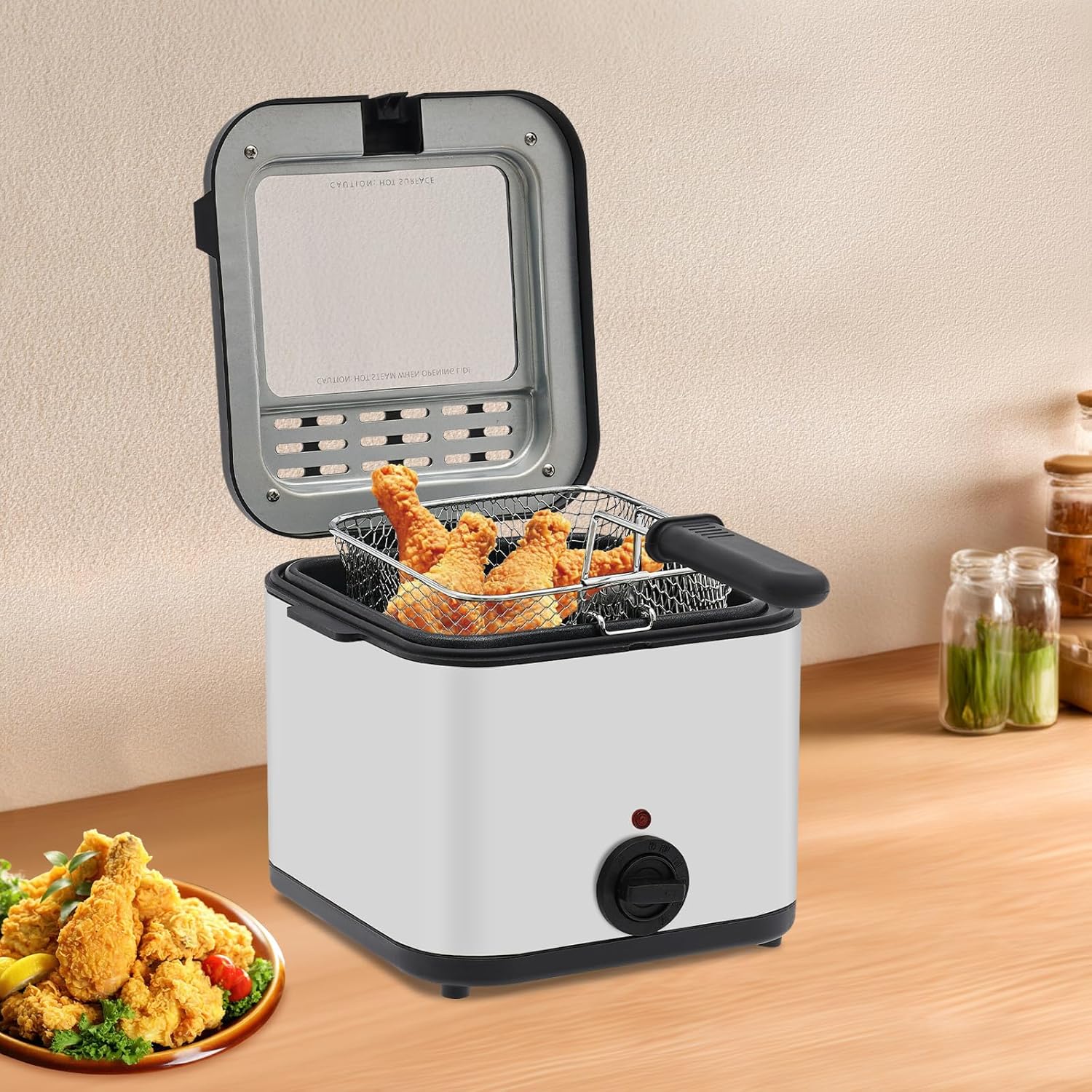 Kitchen Appliances For Home - Fritadeira Elétrica de Bancada, 2,64qt 1000W,