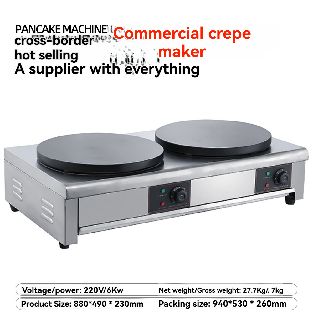 Crepe Maker Non Stick - Máquina de Panquecas Comercial com Duas