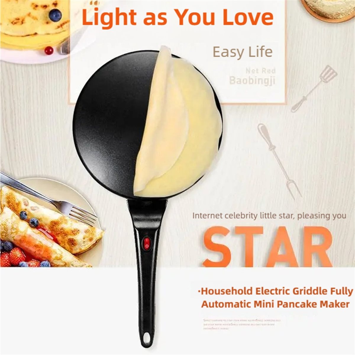 Máquina de Crepe Elétrica M10K - Crepe Maker Non Stick avaliação e preço